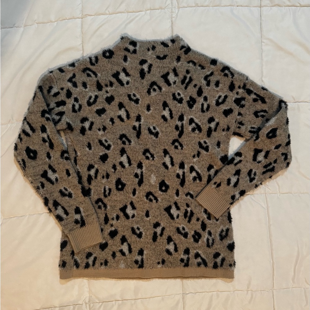 Tribal Animal Print Turtleneck Sweater in Brown and Black